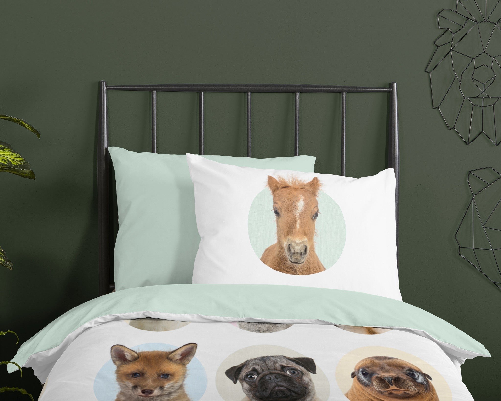 Kinderdekbedovertrek Young animals - Katoen - 1-persoons (140x220 + 60x70 cm)