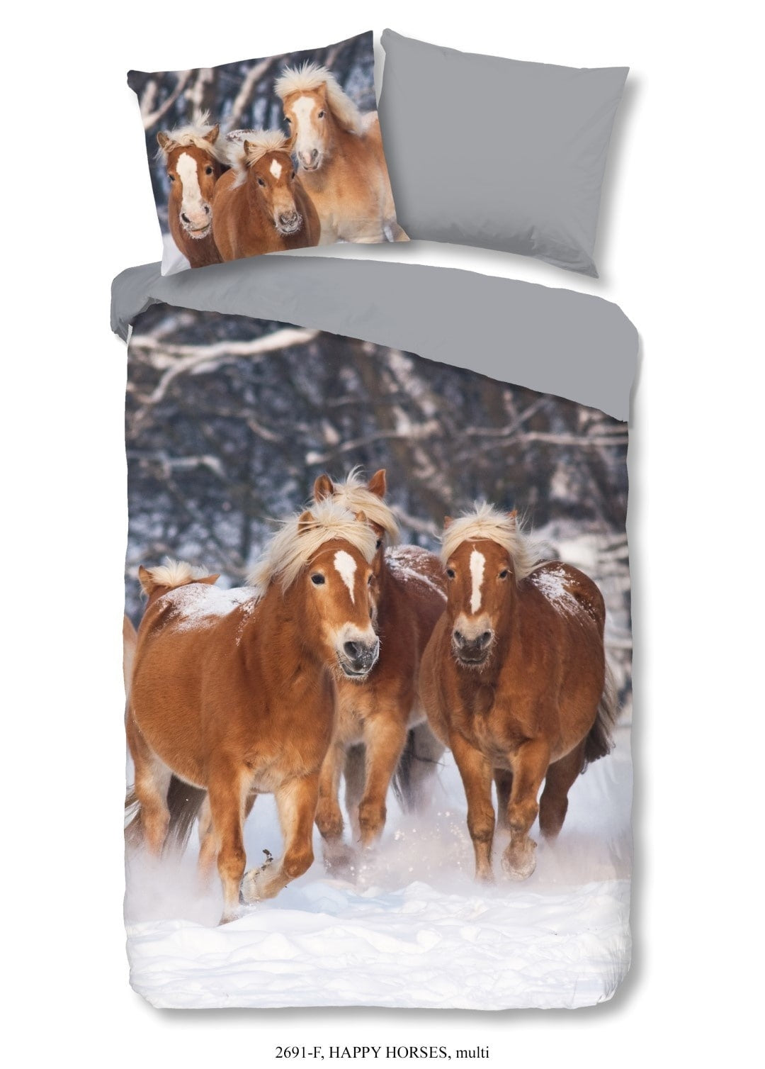 Kinderdekbedovertrek pony's - Flanel - 1-persoons (140x220 + 60x70 cm)