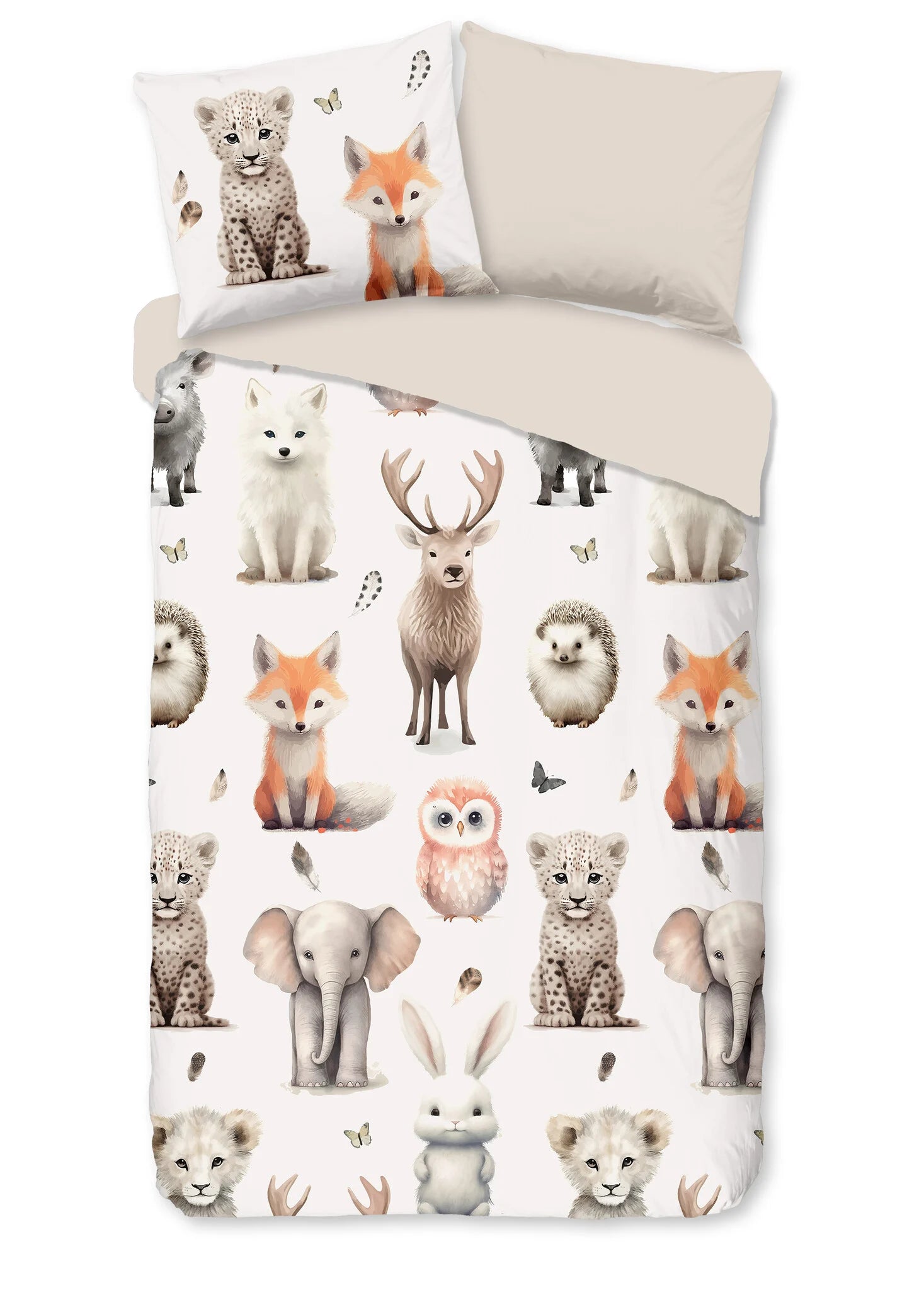 Good morning dekbedovertrek Sven White - flanel - eenpersoons (140x220 + 60x70 cm)