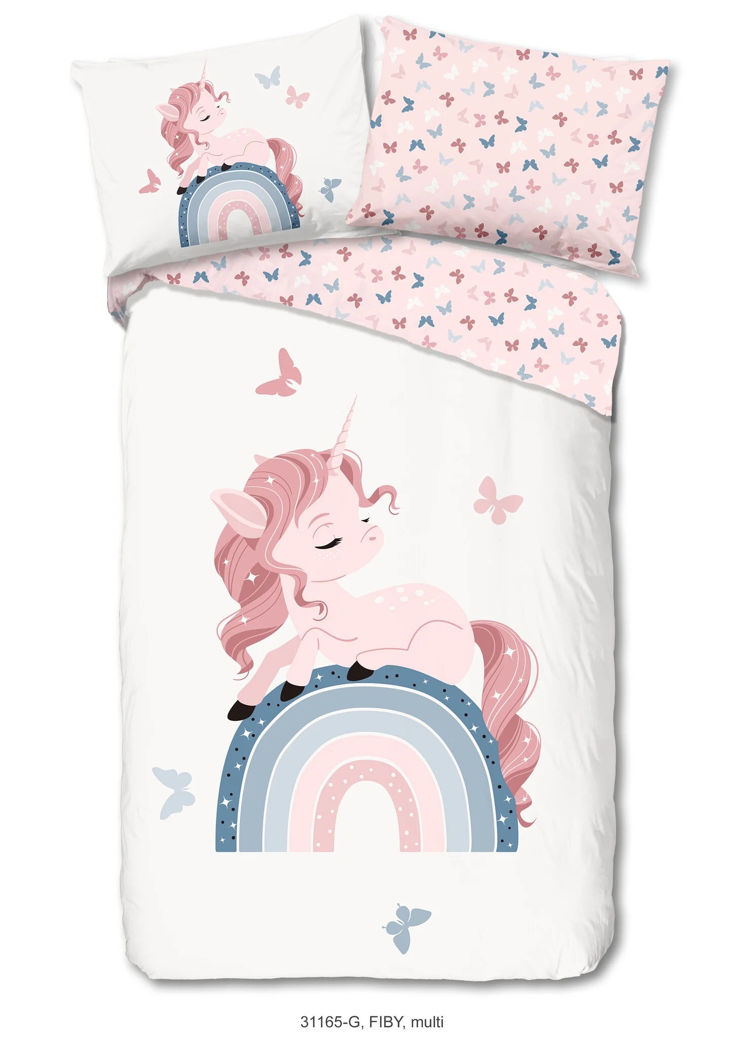 Good morning dekbedovertrek Fiby White - eenpersoons (140x220 + 60x70 cm)