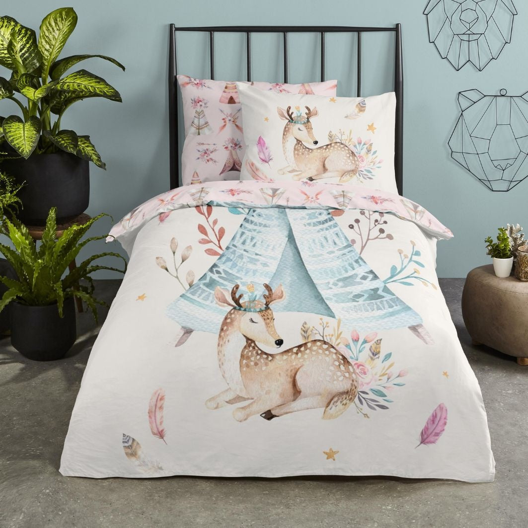 Kinderdekbedovertrek Boho - Katoen - 1-persoons (140x220 + 60x70 cm)