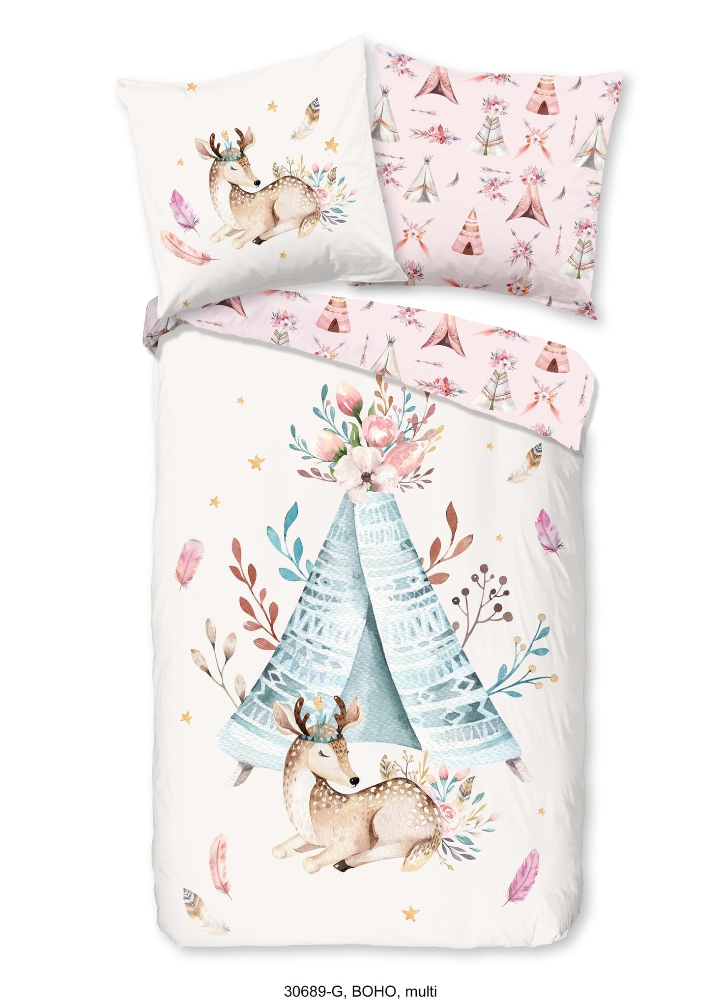 Kinderdekbedovertrek Boho - Katoen - 1-persoons (140x220 + 60x70 cm)