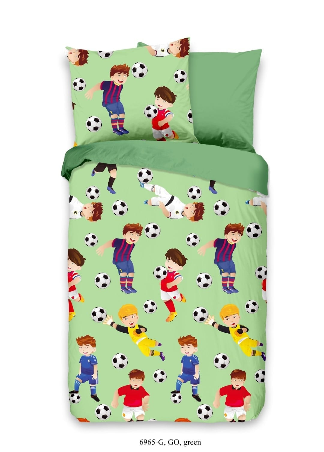 Kinderdekbedovertrek Go voetbal - Katoen - 1-persoons (140x220 + 60x70 cm)