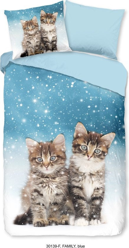 Kinderdekbedovertrek kitten family - Flanel - 1-persoons (140x220 + 60x70 cm)