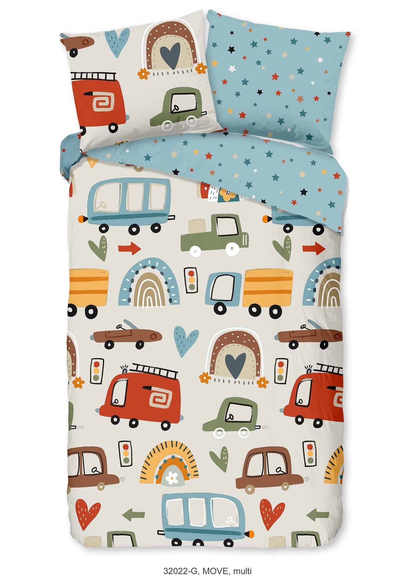 Kinderdekbedovertrek Move - Katoen - 1-persoons (140x220 + 60x70 cm)