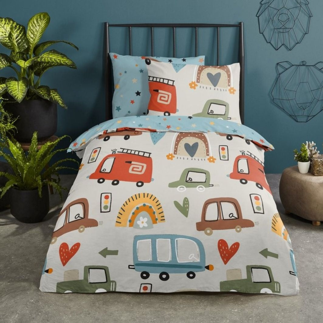 Kinderdekbedovertrek Move - Katoen - 1-persoons (140x220 + 60x70 cm)