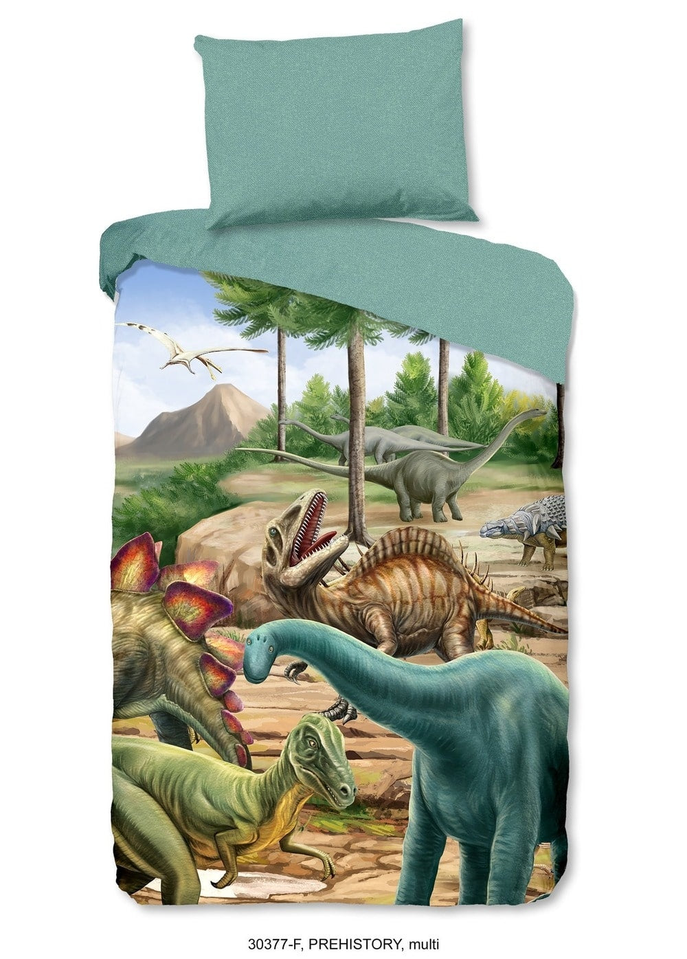 Kinderdekbedovertrek Prehistory Dino - Flanel - 1-persoons (140x220 + 60x70 cm)