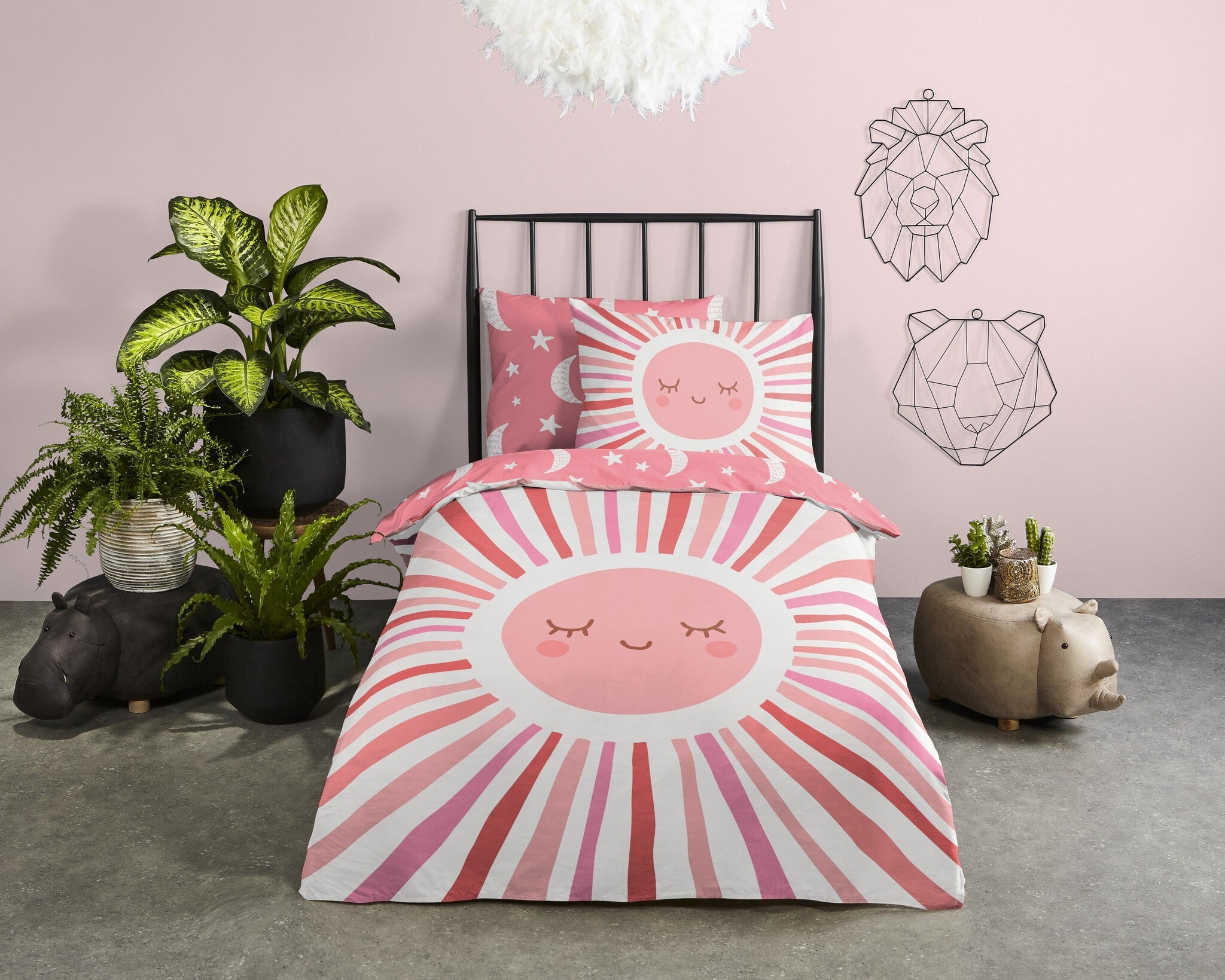 Katoen kinderdekbedovertrek Sunny - 1-persoons (140x220 + 60x70 cm)