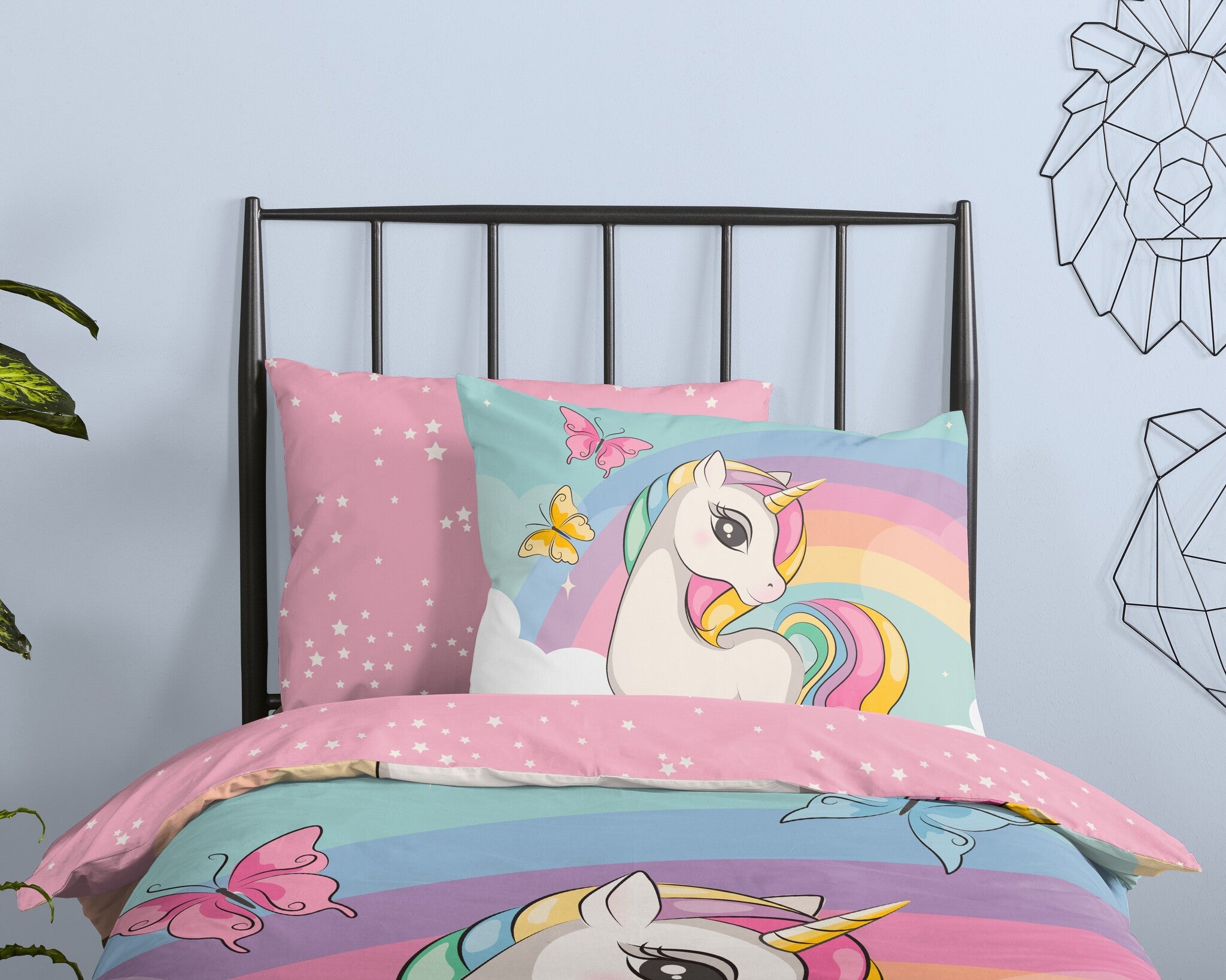 Kinderdekbedovertrek Unicorn Dash - Katoen - 1-persoons (140x220 + 60x70 cm)