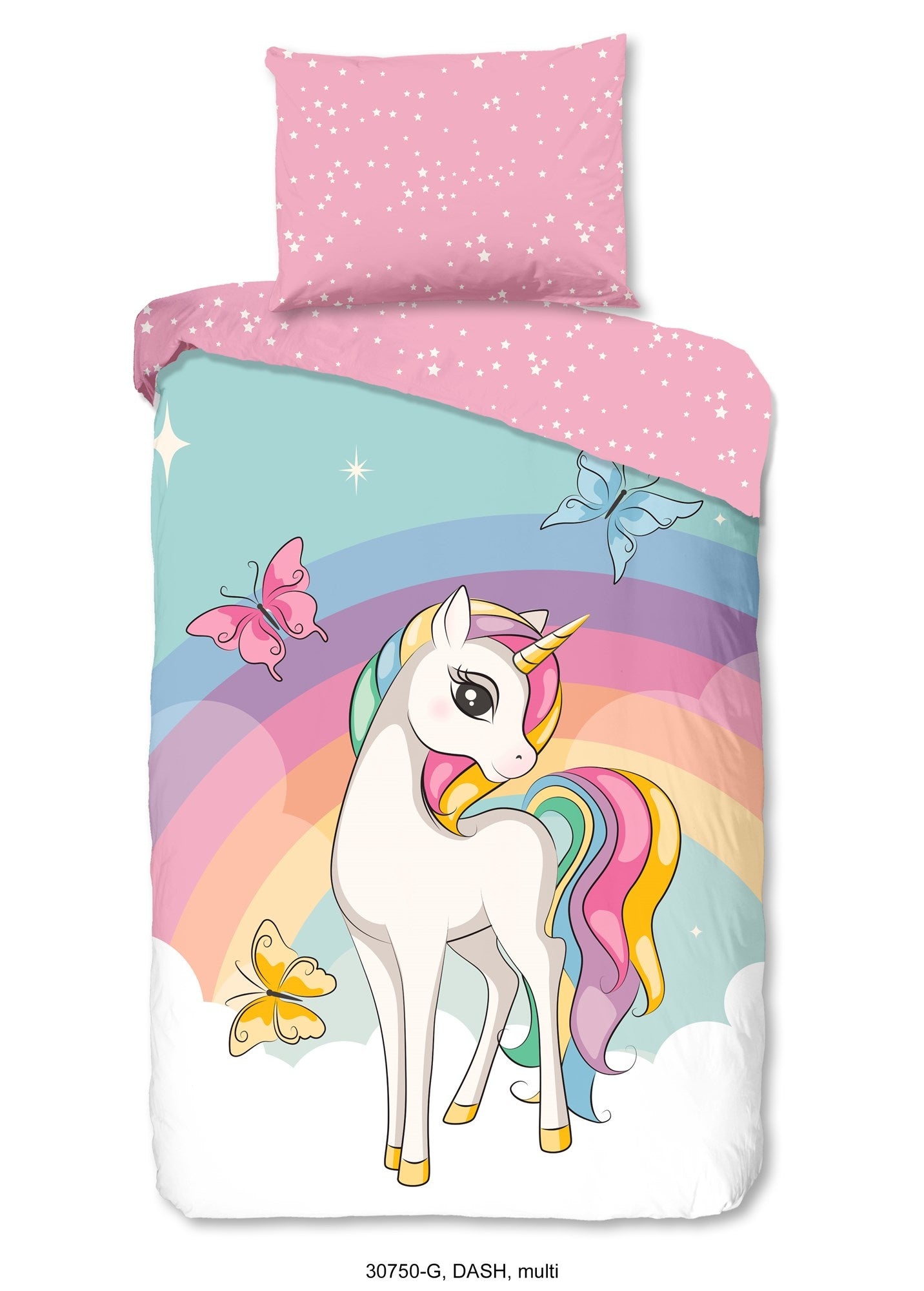 Kinderdekbedovertrek Unicorn Dash - Katoen - 1-persoons (140x220 + 60x70 cm)