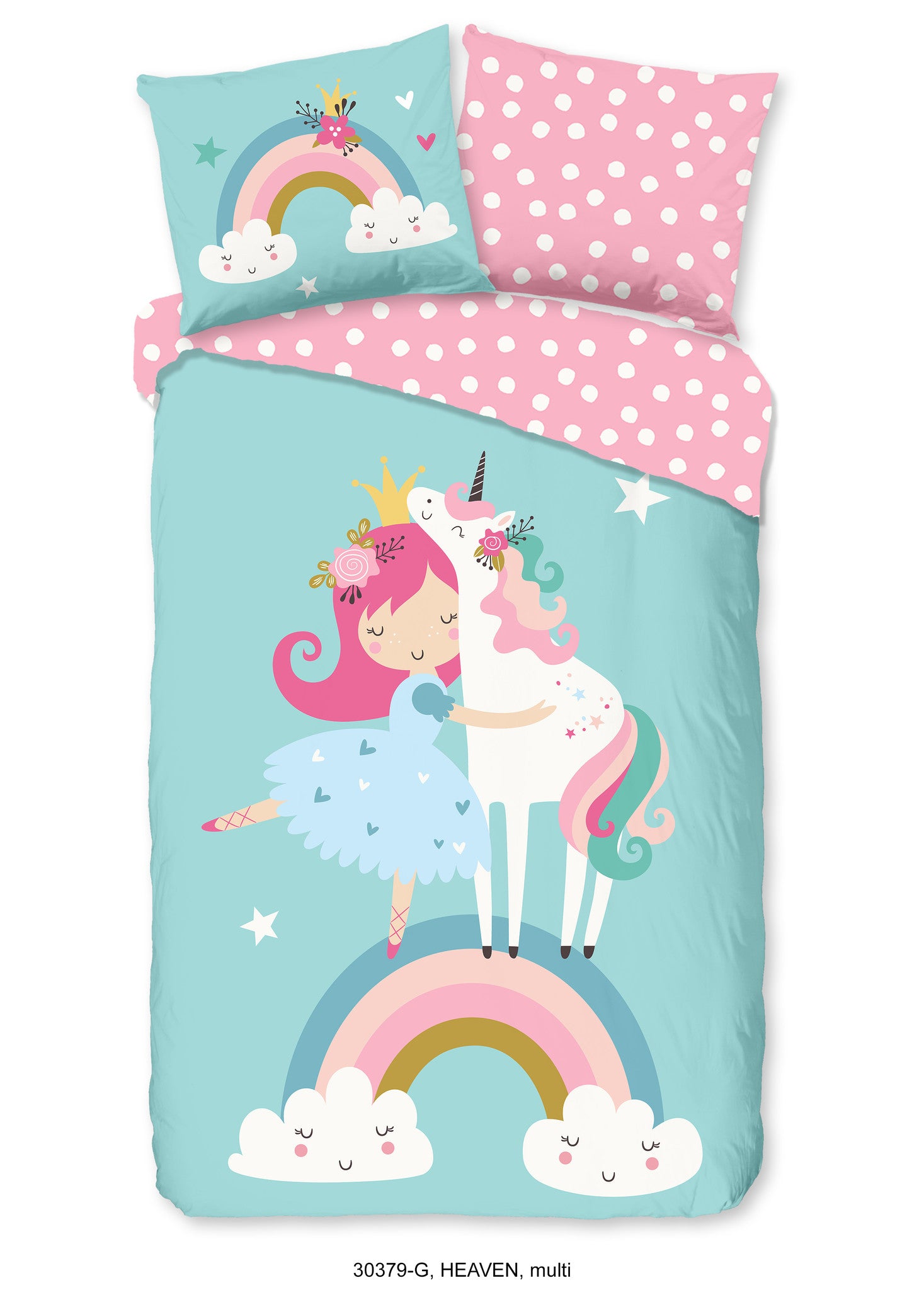 Kinderdekbedovertrek Unicorn heaven - Katoen - 1-persoons (140x220 + 60x70 cm)