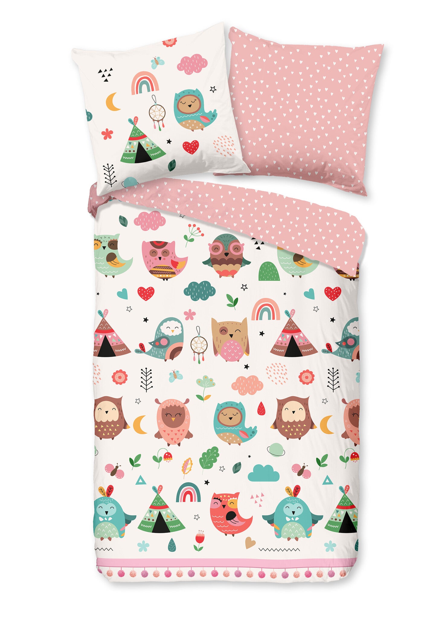 Kinderdekbedovertrek Wise - Katoen - 1-persoons (140x220 + 60x70 cm)