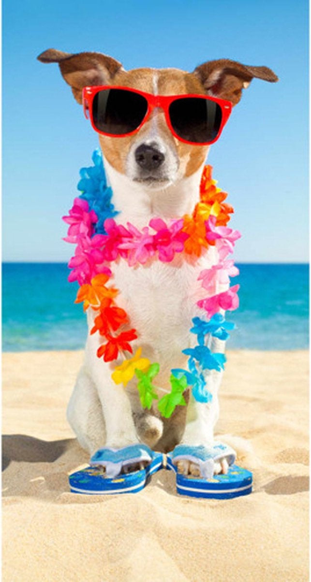 Strandlaken Jack Russel - handdoek 75x150 cm