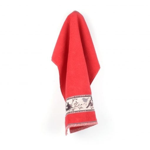 Handdoek Vogels rood