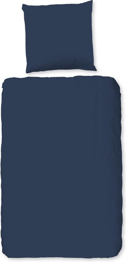 HiP dekbedovertrek uni - donker blauw - Katoensatijn