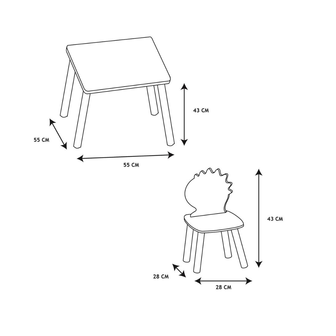 Kindertafel met 2 Dinosaurus stoeltjes