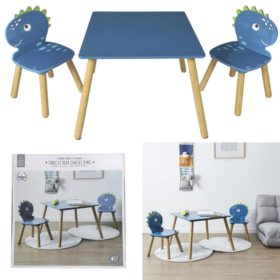 Kindertafel met 2 Dinosaurus stoeltjes