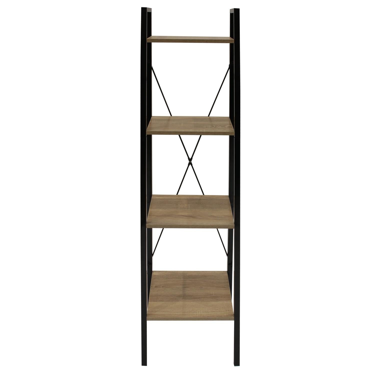 Wandrek met 4 lagen - Boekenkast - Houten planken met zwart metaal frame