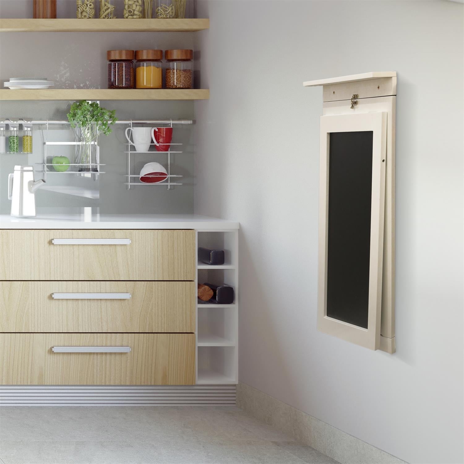 B-keus Opklapbare wandtafel met krijtbord - wit