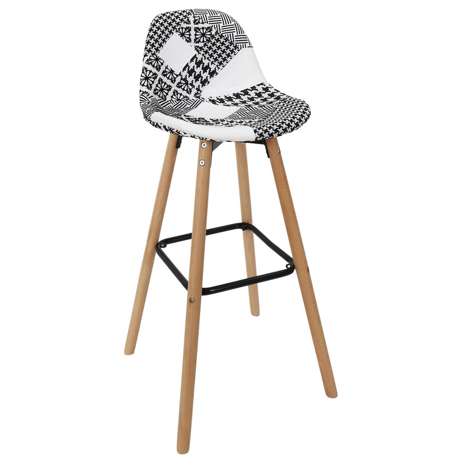 Patchwork barkruk - grijs zwart - hoogte 92,5 cm
