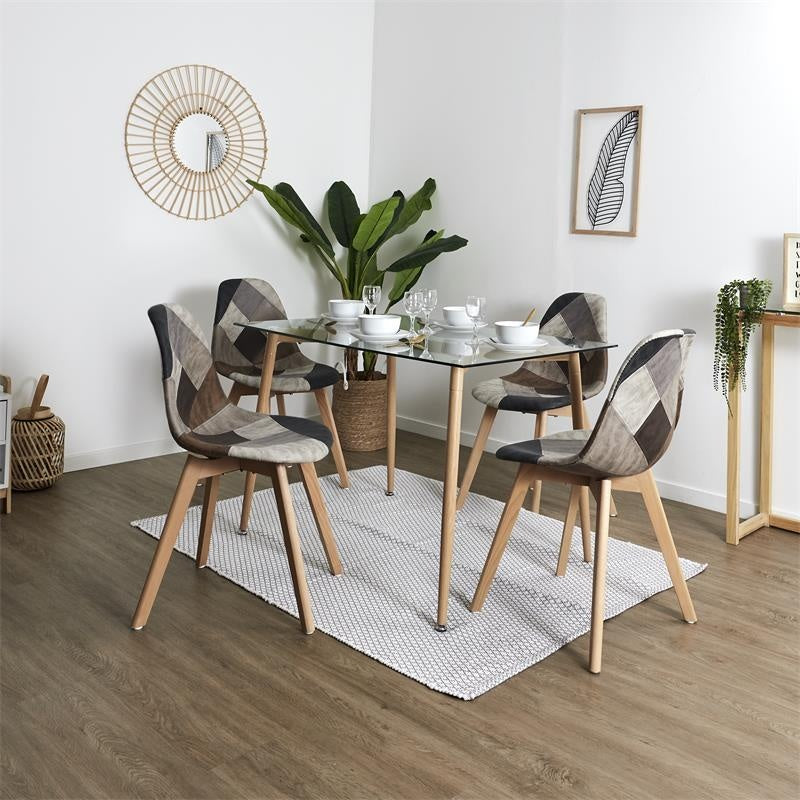 Patchwork stoel - grijs - taupe