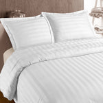 Hotelstripe dekbedovertrek - katoensatijn - Wit