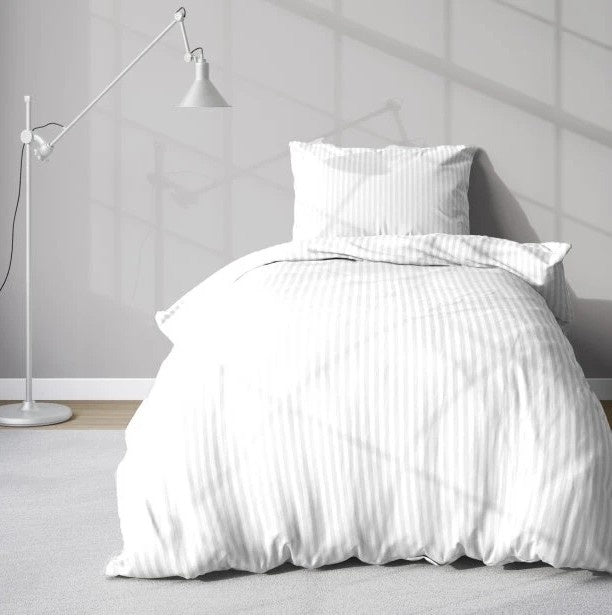Pure dekbedovertrek Hotelstreep - wit - katoen - 1-persoons (140x200 + 70x80 cm)