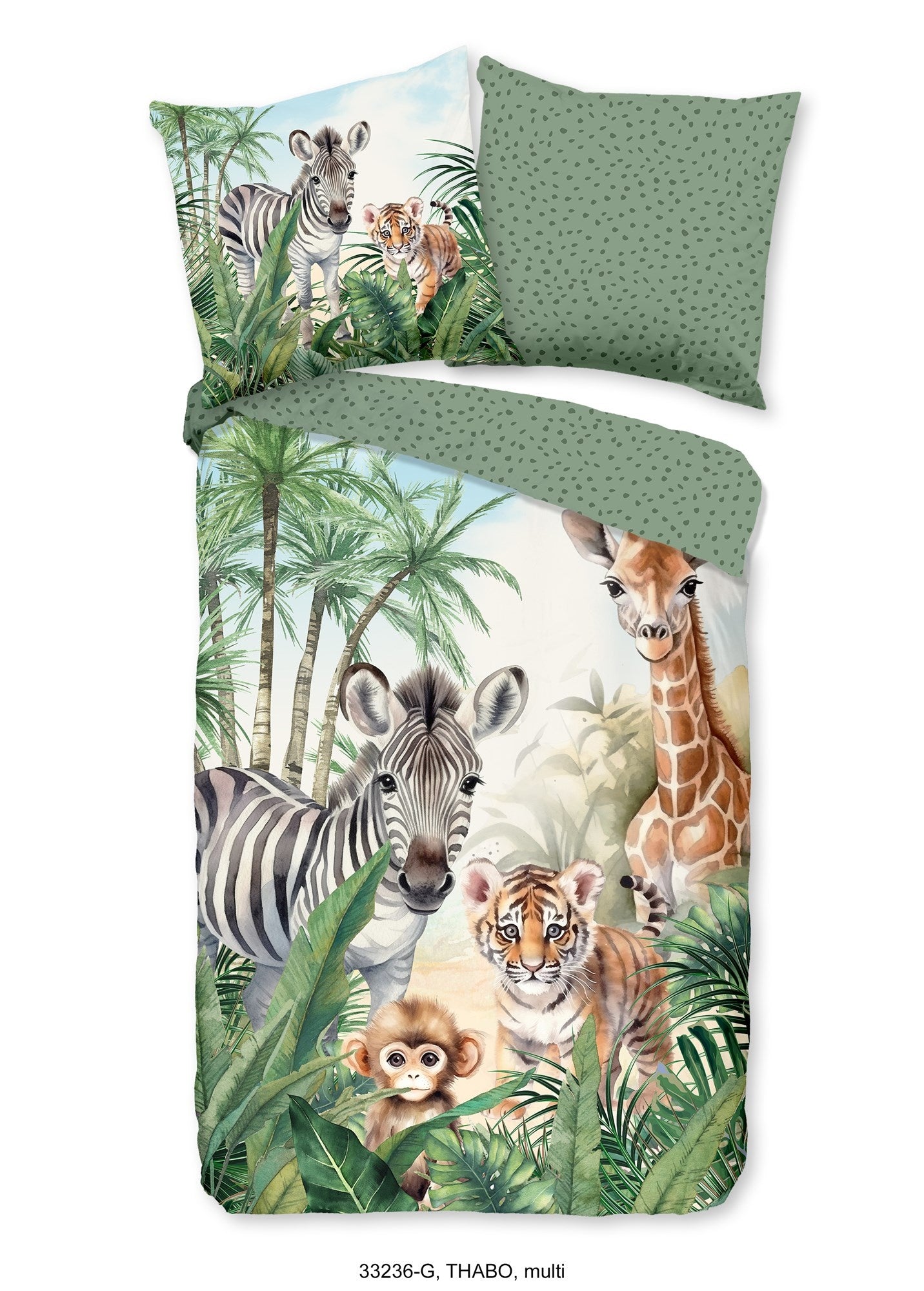 Kinderdekbedovertrek Thabo jungle - Katoen - 1-persoons (140x220 + 60x70 cm)
