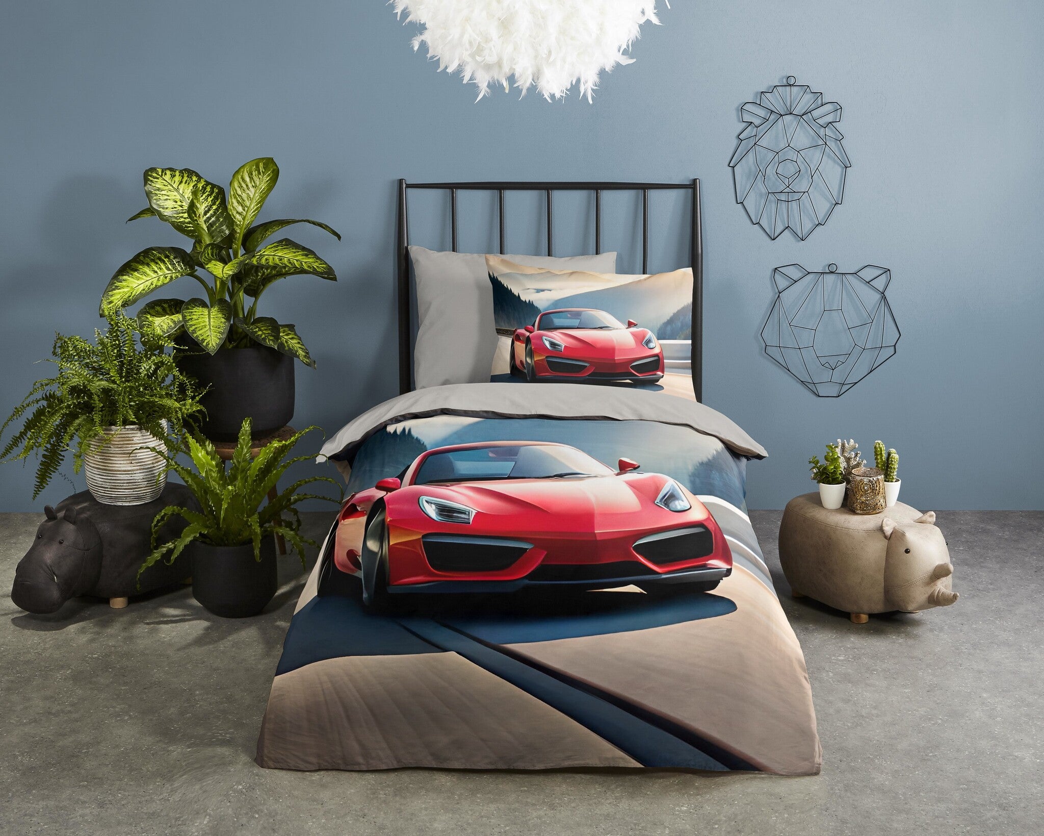 Good morning dekbedovertrek Cabrio - auto - Katoen - 1-persoons (140x220 + 60x70 cm)
