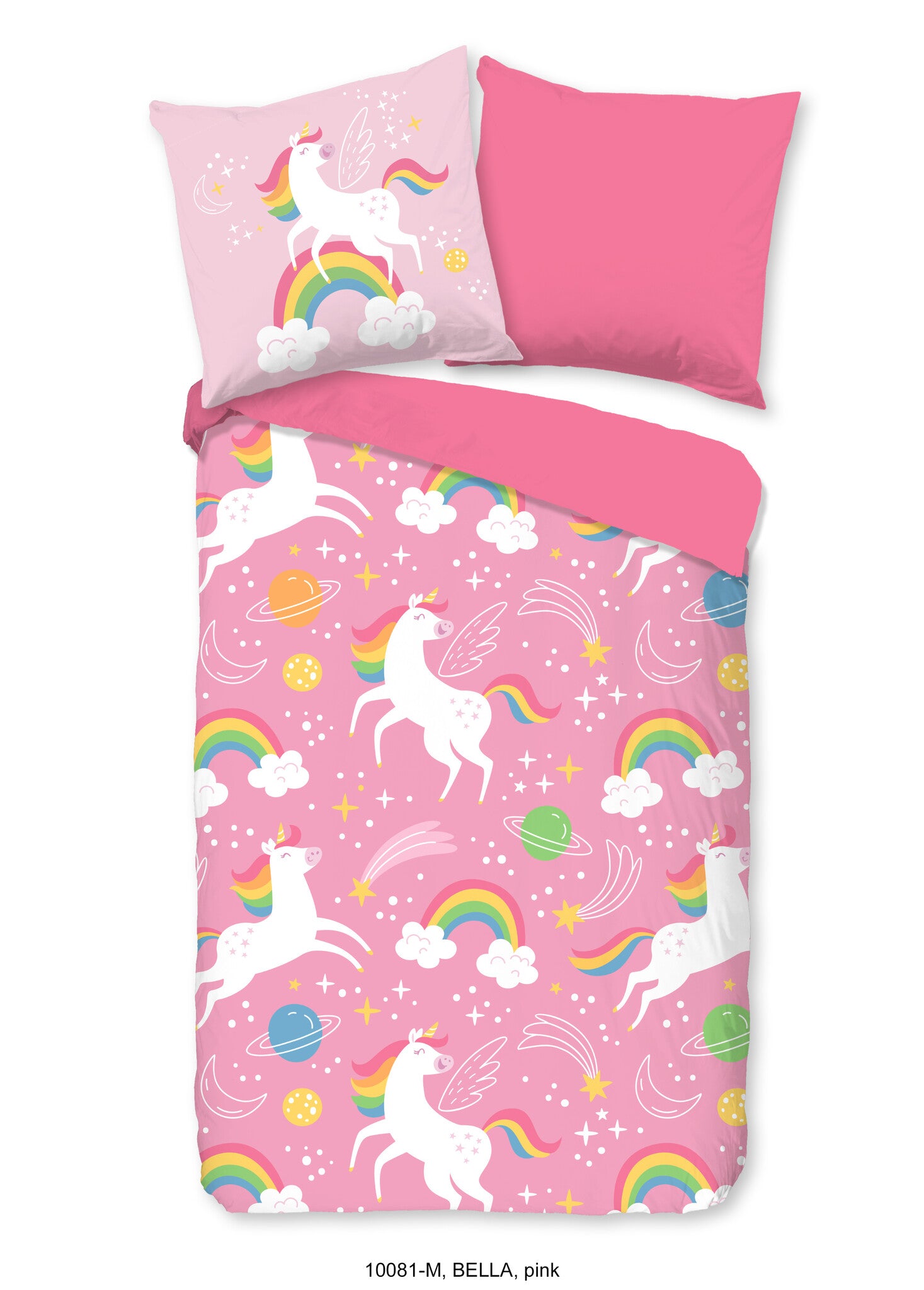 Kinderdekbed zonder overtrek Unicorns & regenbogen - 1-persoons (140x200 + 60x70 cm)