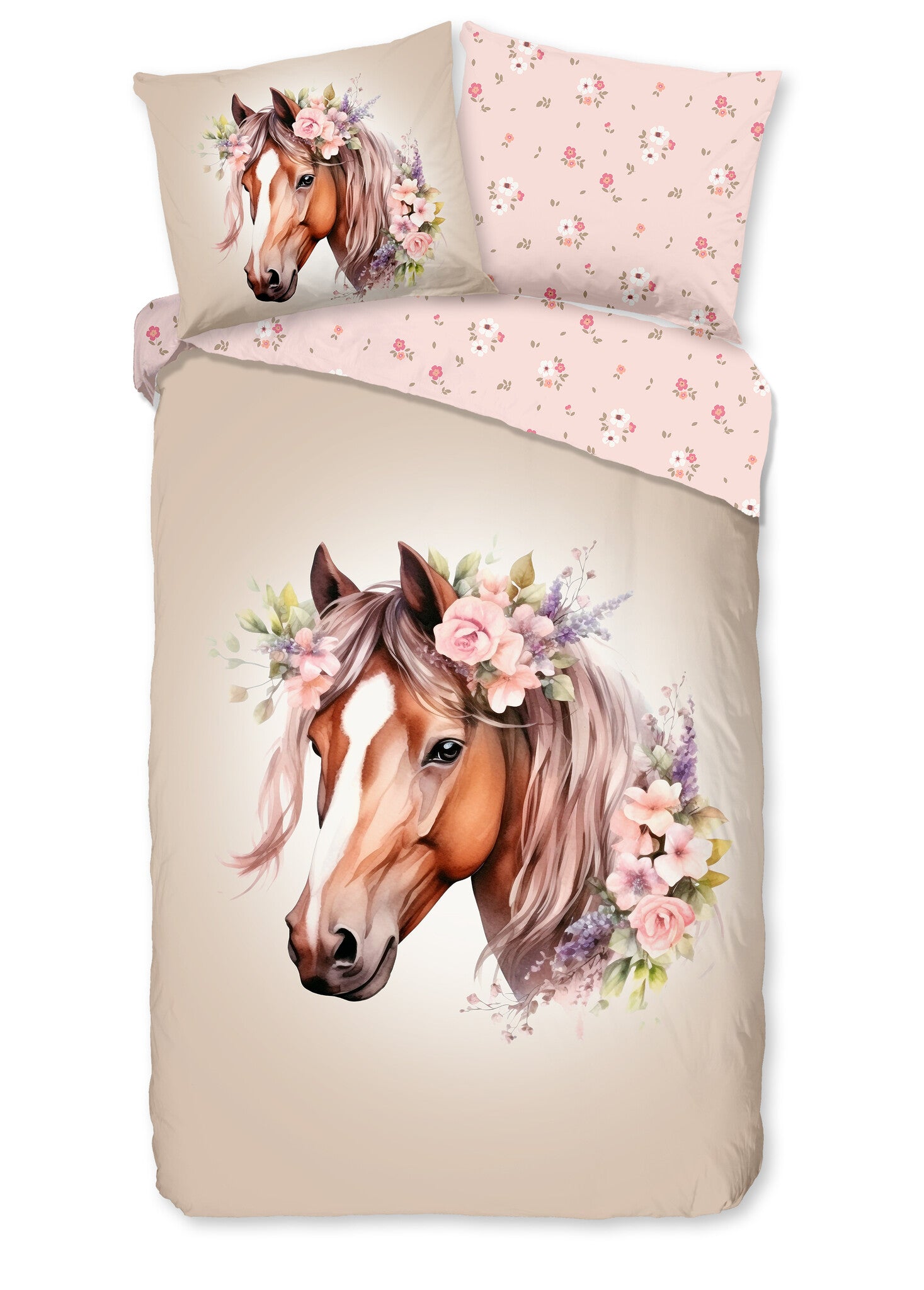 Good morning dekbedovertrek Avera - paard - katoen - 1-persoons (140x220 + 60x70 cm)