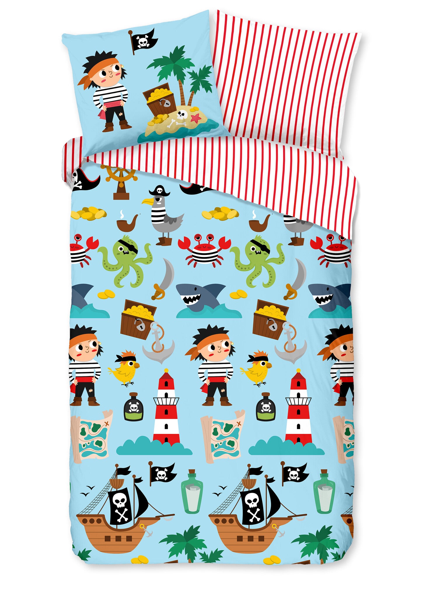 Katoen kinderdekbedovertrek Caribbean - 1-persoons (140x220 + 60x70 cm)