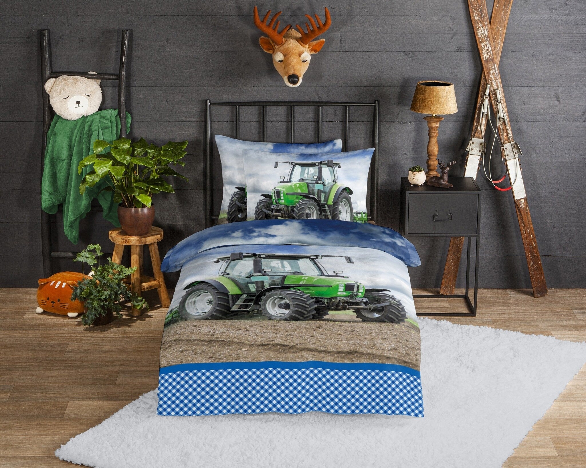 Good morning kinderdekbedovertrek Groene Trekker - flanel - 1-persoons (140x220 cm + 60x70 cm)