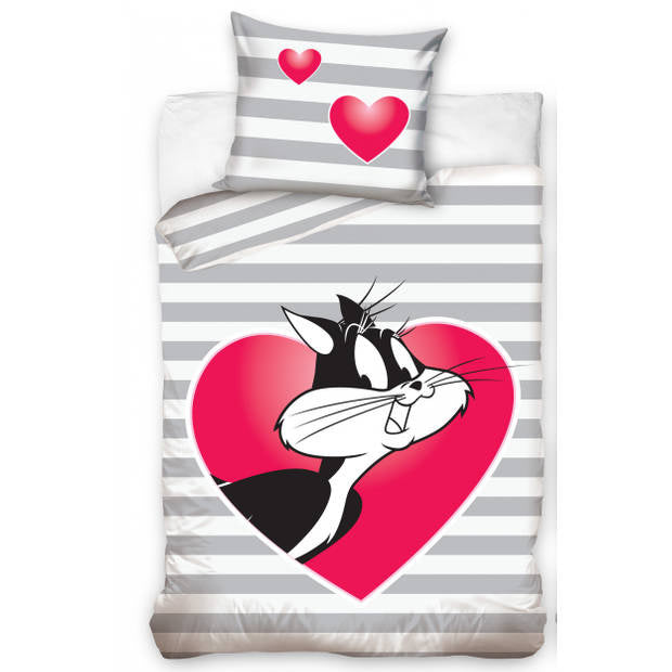 Penelope Pussycat & Pepe Le Pew kinder dekbedovertrek - katoen - 1-persoons (140x200 + 70x80 cm)