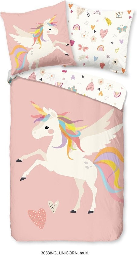 Kinderdekbedovertrek Unicorn - Katoen - 1-persoons (140x220 + 60x70 cm)