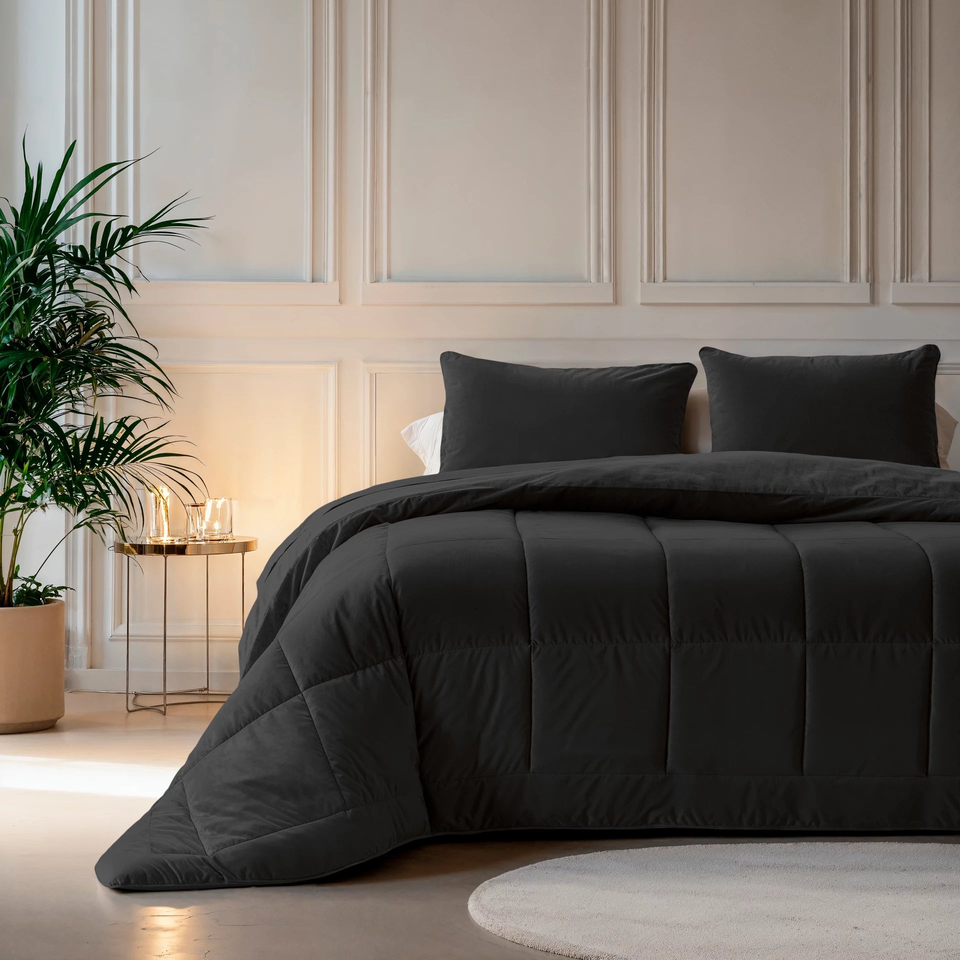 All in one lazy dekbed velvet - Dekbed en overtrek in 1 - Zwart