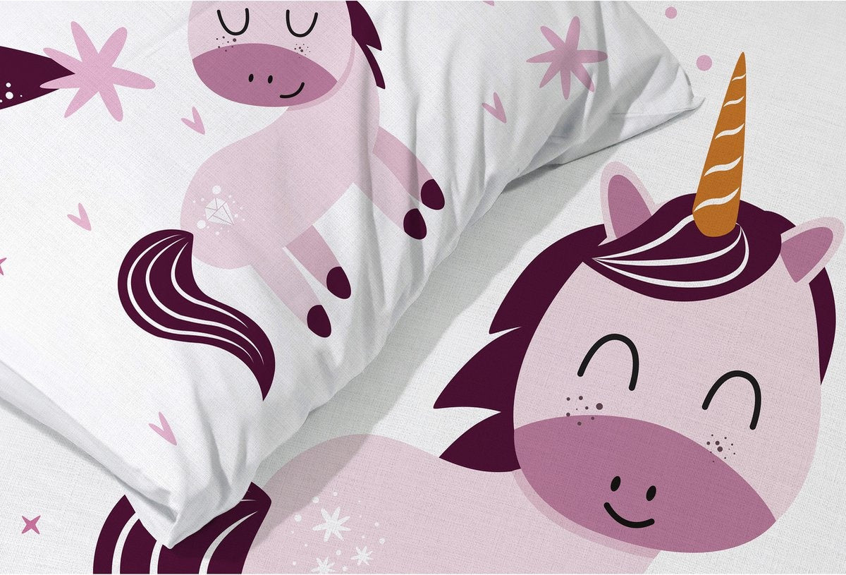 Ledikant dekbedovertrek Unicorn - katoen - 100x135 cm + 40x60 cm