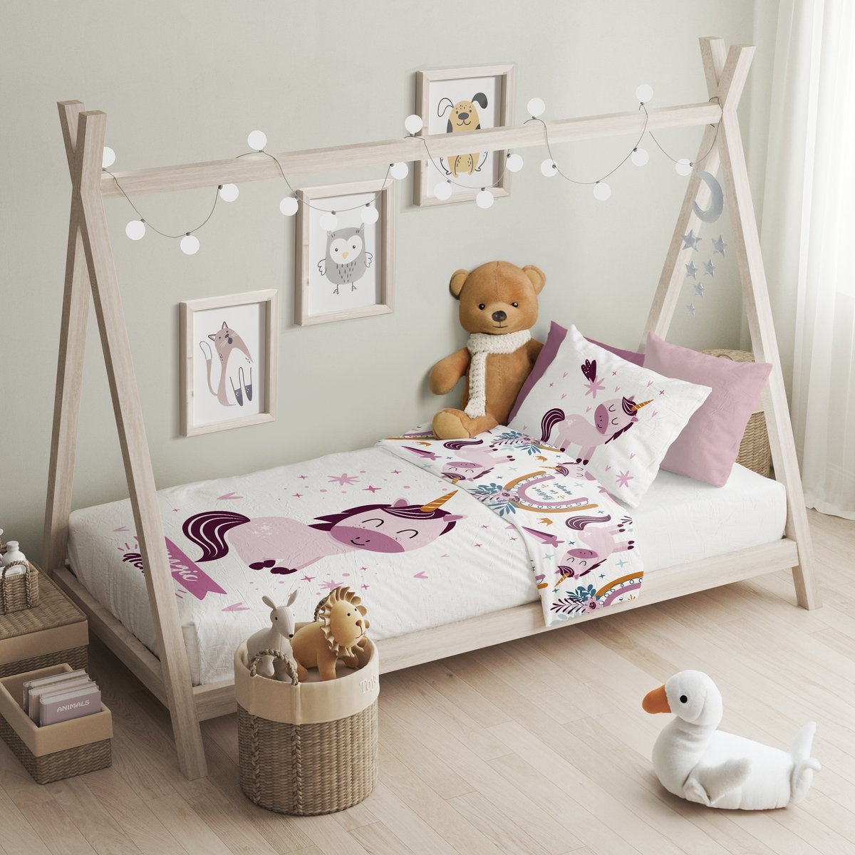 Ledikant dekbedovertrek Unicorn - katoen - 100x135 cm + 40x60 cm