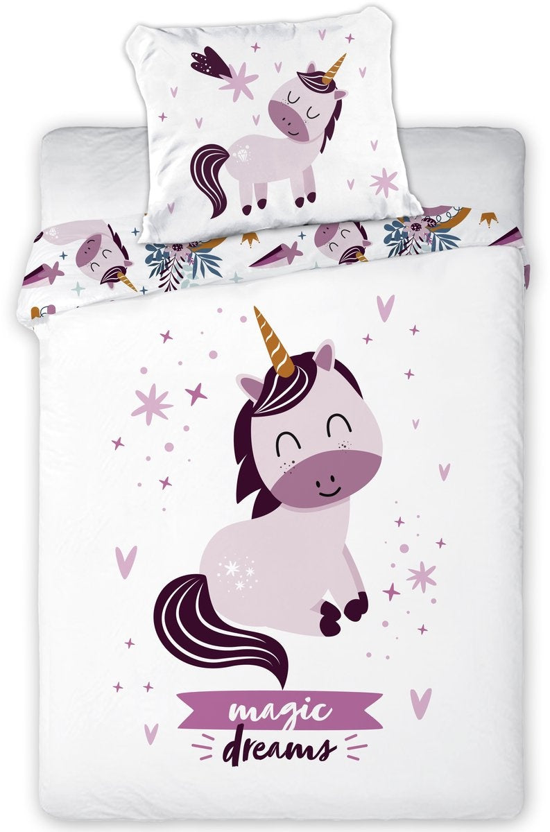 Ledikant dekbedovertrek Unicorn - katoen - 100x135 cm + 40x60 cm