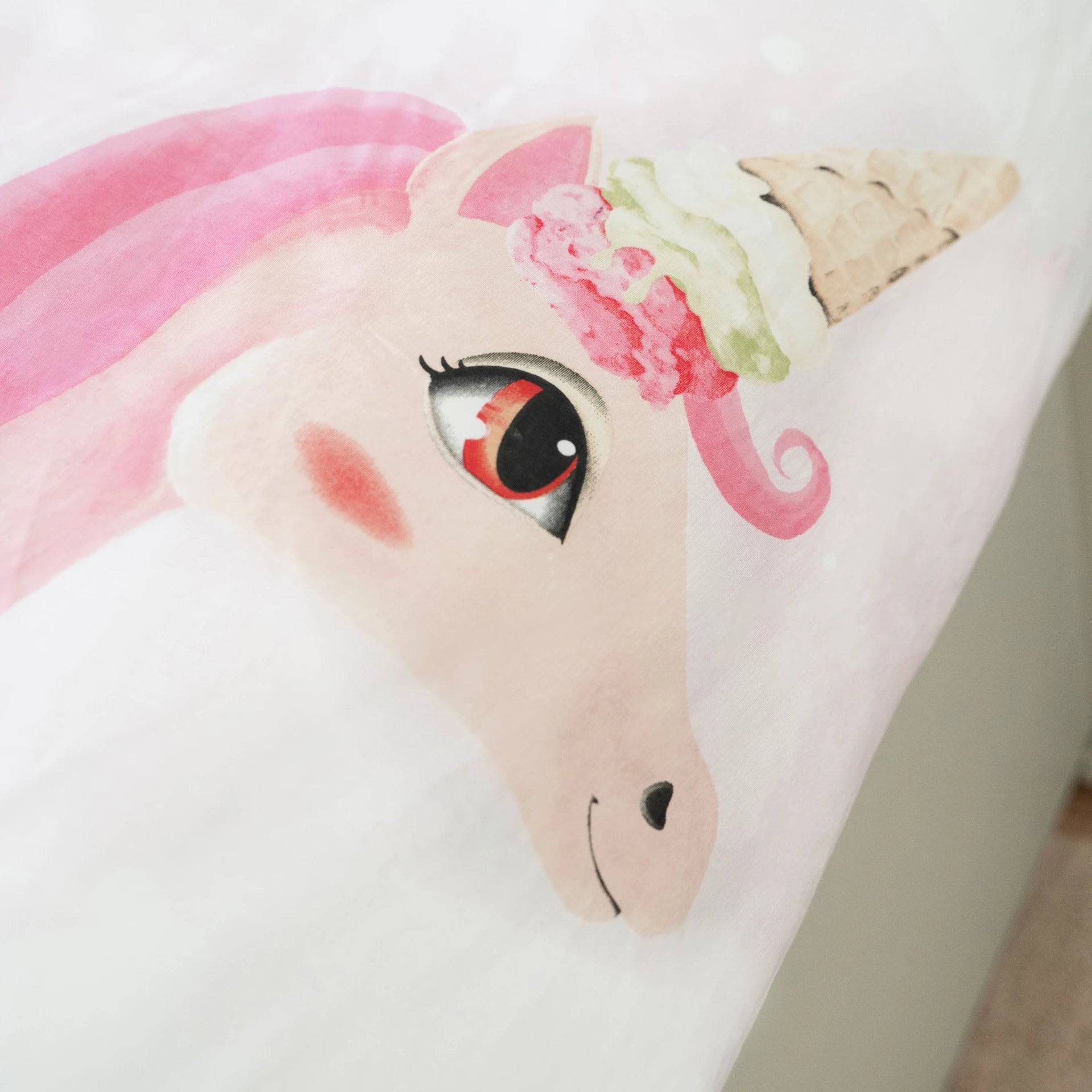 Kinderdekbedovertrek Unicorn roze - Katoen - 1-persoons (140x220 + 60x70 cm)