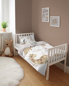 Ledikant dekbedovertrek Jungle Dieren - taupe - bamboe/katoen - 90x120 cm + 40x60 cm