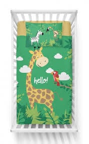 Ledikant dekbedovertrek Jungle - Groen - katoen - 90x120 + 40x60 cm