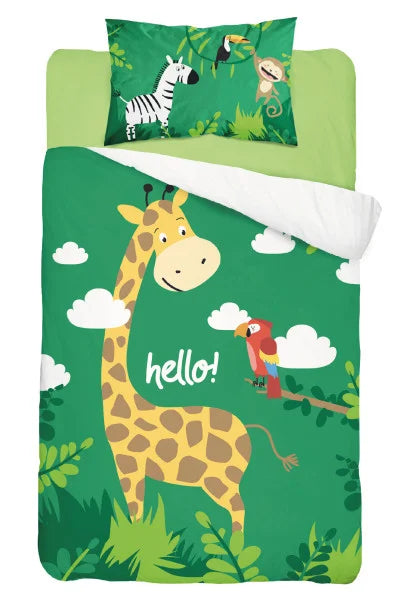 Ledikant dekbedovertrek Jungle - Groen - katoen - 90x120 + 40x60 cm