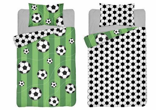 Ledikant dekbedovertrek voetbal - katoen - 100x135 + 40x60 cm
