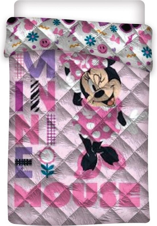 Kinderdekbed zonder overtrek Minnie Mouse - bloemen - 1-persoons (140x200 cm)