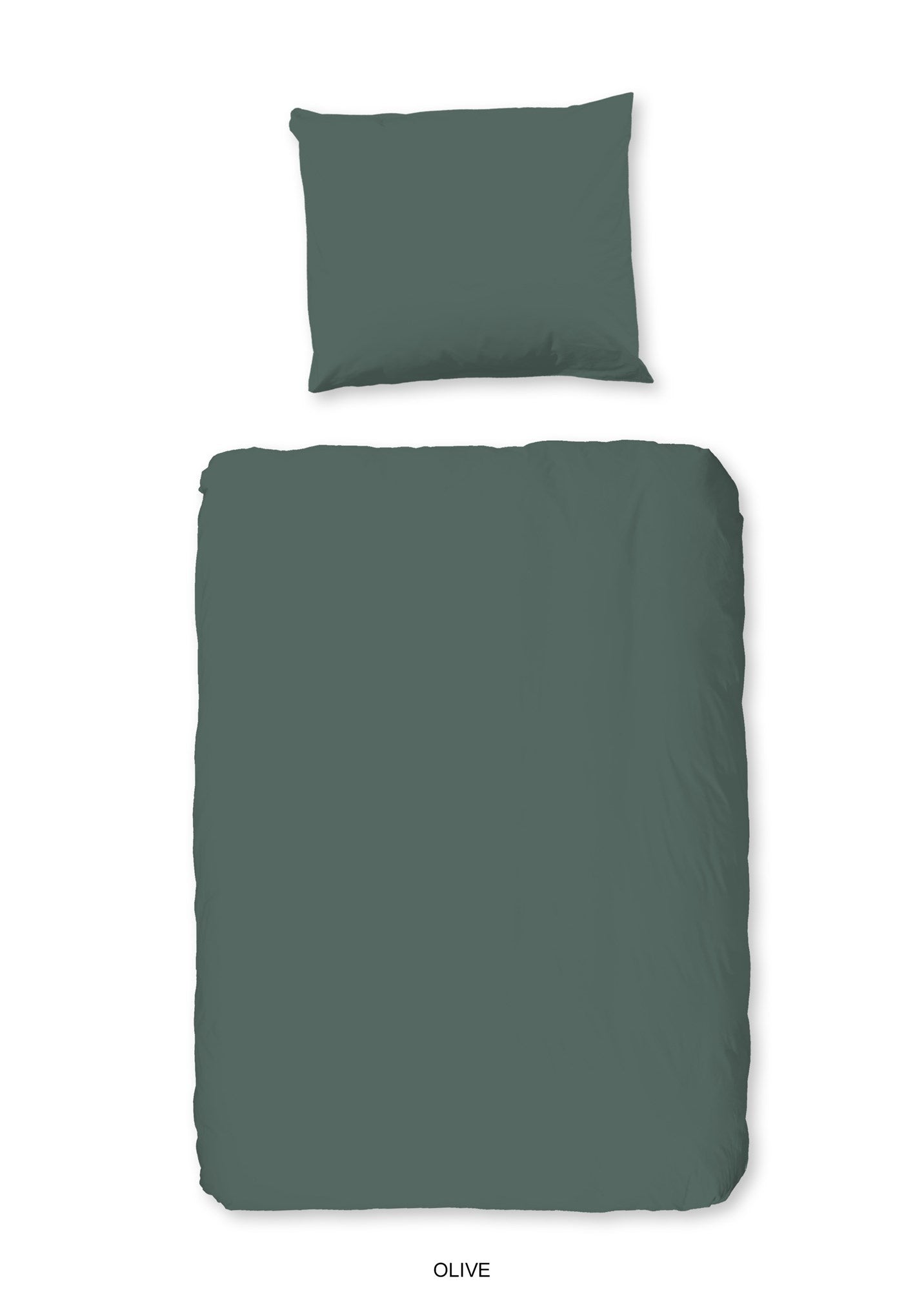 Peuter dekbedovertrek uni olijfgroen - katoen - 120x150 + 60x70 cm
