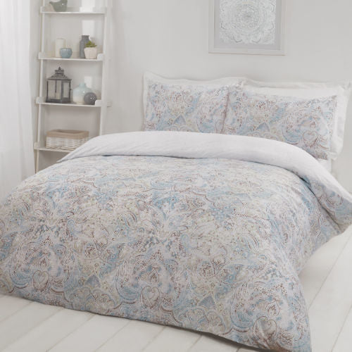 Microvezel dekbedovertrek Paisley teal - 1-persoons (135x200 + 50x75cm)