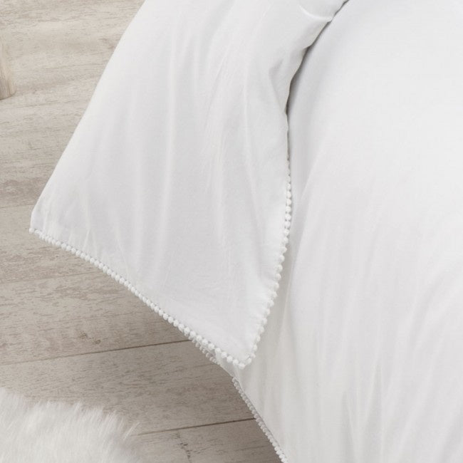Katoen percal dekbedovertrek Pompom - Off white