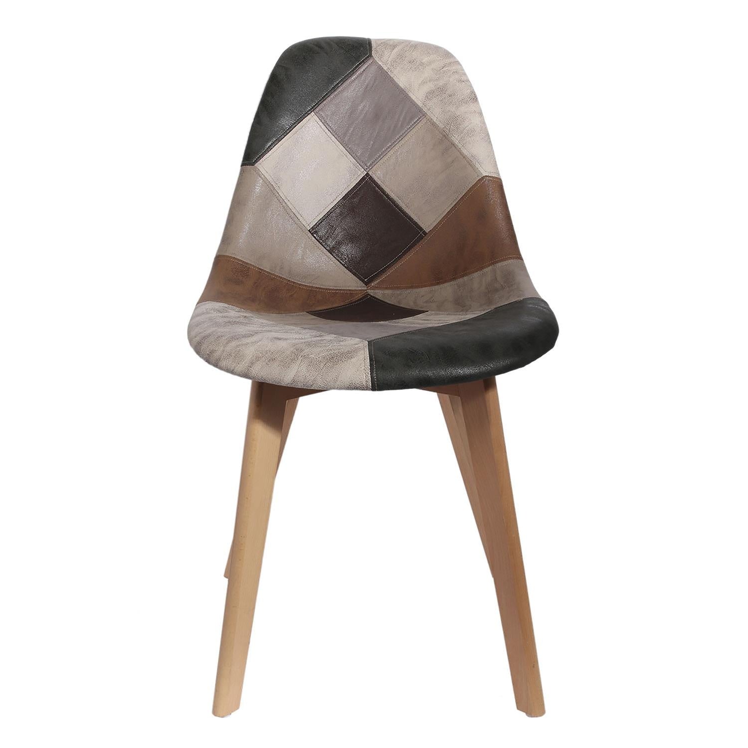 Patchwork stoel - grijs - taupe