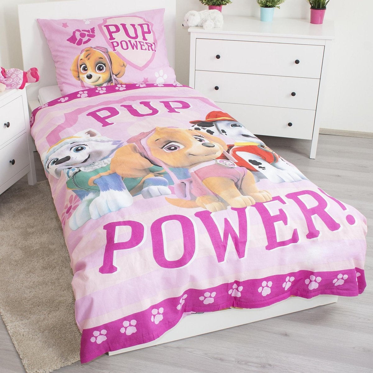 Paw Patrol dekbedovertrek Pup Power - katoen - 1-persoons (140x200 + 50x70 cm)